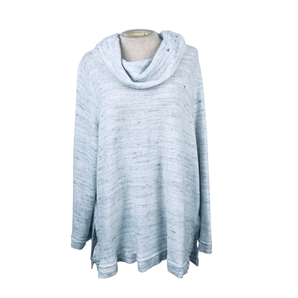 Maeve Anthropologie Cowl Neck Tunic Space Dye Blue White Knit Top 1X
